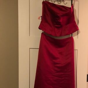 Bill Levkoff two piece evening gown - red